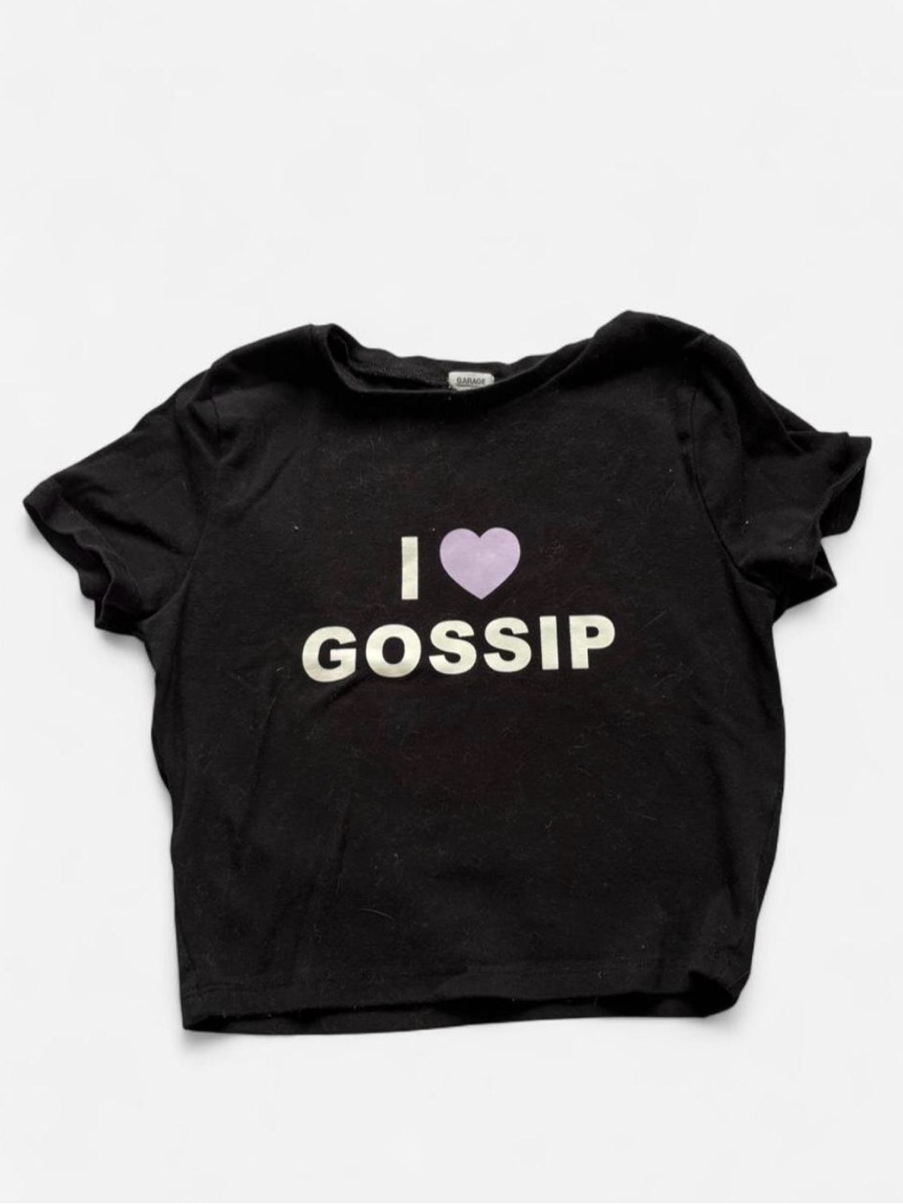 Garage Stormi Tee black “I Love Gossip” Crop Yop